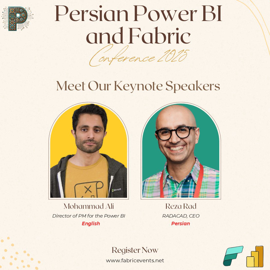 Vahid (@vahiddoustim) on Twitter photo ๐๐๐๐ฉ ๐๐ช๐ง ๐๐๐ฎ๐ฃ๐ค๐ฉ๐ ๐๐ฅ๐๐๐ ๐๐ง๐จ!
Keynote Speakers
(English): <a href="/mohaali45/">Mohammad Ali</a>
(Persian): <a href="/Rad_Reza/">Reza Rad #PowerBI #Fabric #MSIgnite</a>
This ๐ณ๐ฟ๐ฒ๐ฒ ๐ผ๐ป๐น๐ถ๐ป๐ฒ event is packed with expert-led sessions, the latest insights on Power BI and Microsoft Fabric.
๐ฅ๐ฒ๐ด๐ถ๐๐๐ฒ๐ฟ: FabricEvents.Net ๐๐๐๐ฉ ๐๐ช๐ง ๐๐๐ฎ๐ฃ๐ค๐ฉ๐ ๐๐ฅ๐๐๐ ๐๐ง๐จ!
Keynote Speakers
(English): <a href="/mohaali45/">Mohammad Ali</a>
(Persian): <a href="/Rad_Reza/">Reza Rad #PowerBI #Fabric #MSIgnite</a>
This ๐ณ๐ฟ๐ฒ๐ฒ ๐ผ๐ป๐น๐ถ๐ป๐ฒ event is packed with expert-led sessions, the latest insights on Power BI and Microsoft Fabric.
๐ฅ๐ฒ๐ด๐ถ๐๐๐ฒ๐ฟ: FabricEvents.Net
