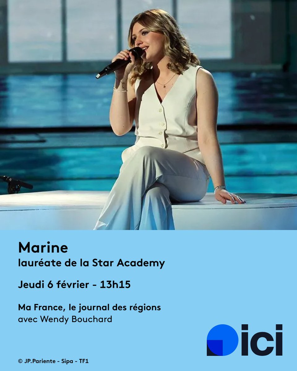 Dans #MaFrance le journal des régions à 13h15,
<a href="/WendyBouchard24/">Wendy B</a> reçoit Marine, la lauréate de la <a href="/StarAcademyTF1/">Star Academy</a>  

francebleu.fr/emissions/ma-f… #StarAcademy