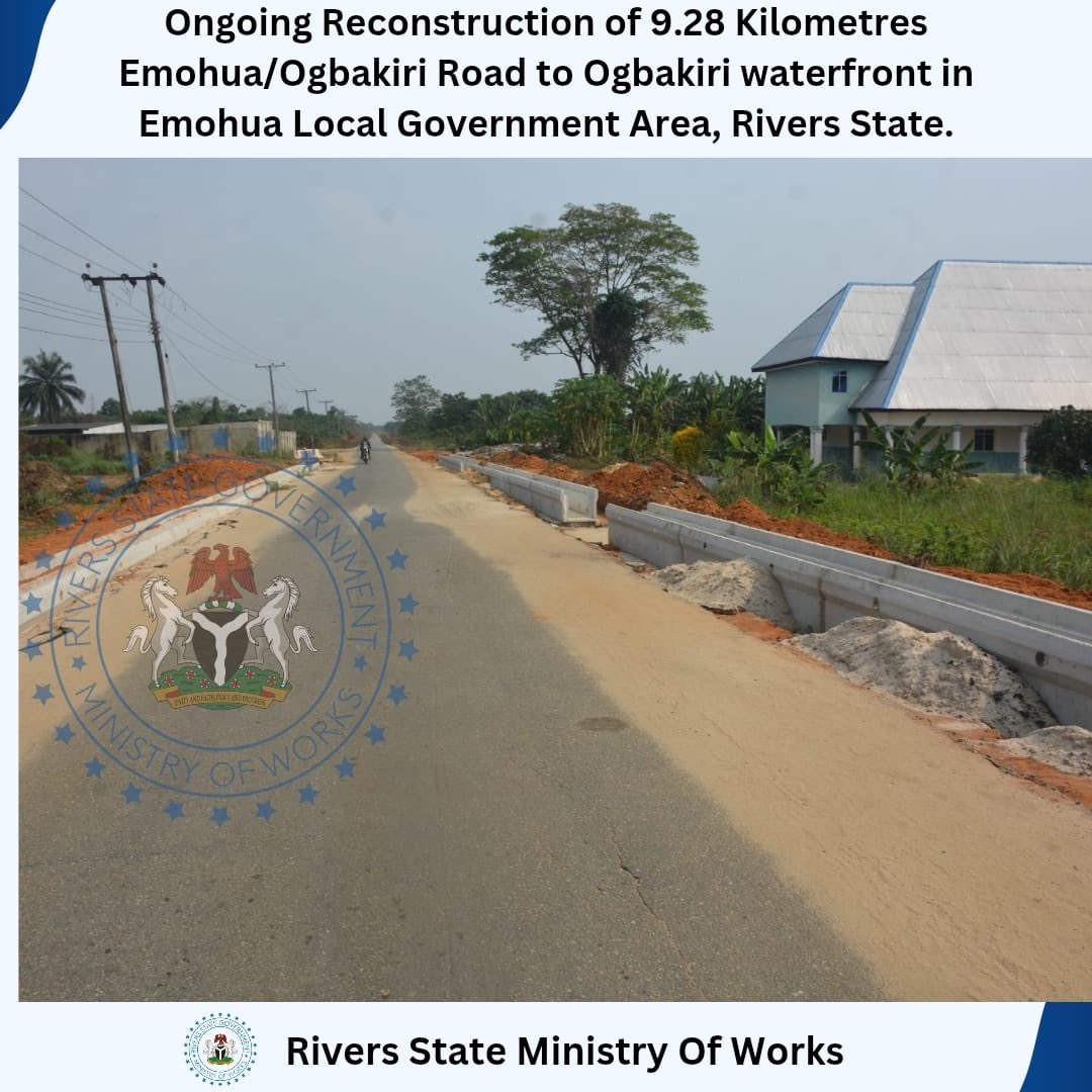 WORK-IN-PROGRESS:

Ongoing Reconstruction of 9.28 Kilometres Emohua/Ogbakiri Road to Ogbakiri waterfront in Emohua Local Government Area, Rivers State.

06/02/2025

#MoW
#BuiltToLast 
#RiversFirst 
#SimIsWorking