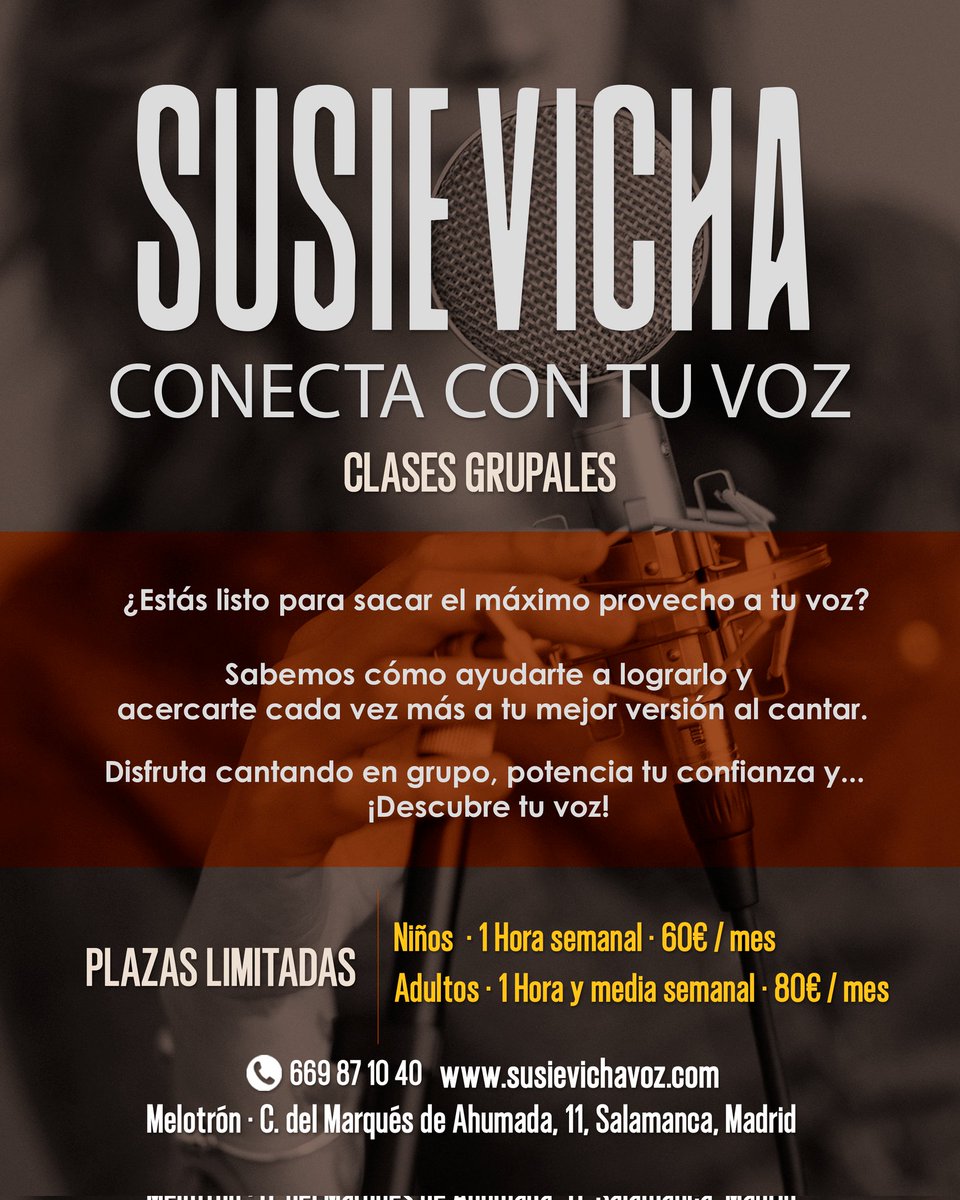 Nuevas clases de canto en grupo ¡Apúntate! 💥💥💥

#guindalera #Madrid #clasesdecanto #voz