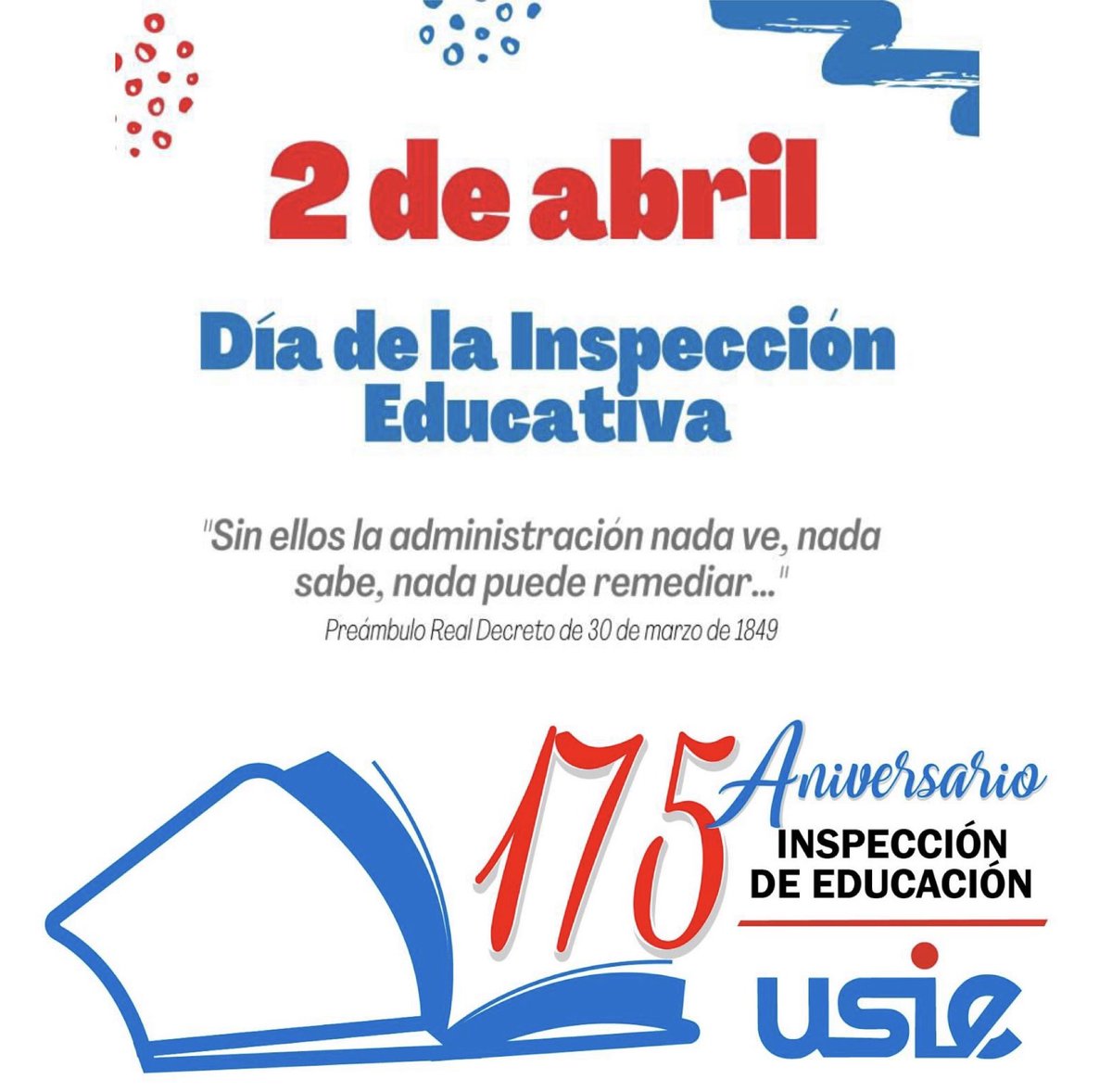 USIE_Madrid's tweet photo. 🚨Reserva la fecha 
📆 2 de abril
📍Ateneo de Madrid
📌Jornada #USIEMadrid
📝175 aniversario de la Inspección de Educación: Afrontando el futuro.
¡Te esperamos en este encuentro tan especial! ¡No te lo pierdas! #inspeccion175aniversario https://t.co/6WoZ86LCtr