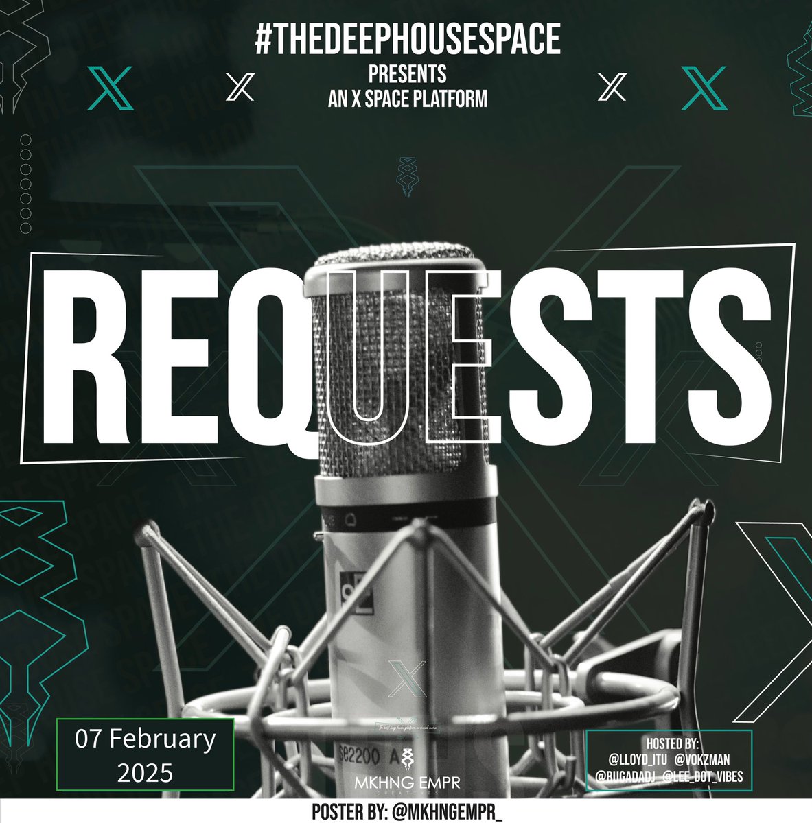 #TheDeepHouseSpace 🎙️ 

And we’re back this Friday with your requests of 2024 best #deephouse songs 🙌🏽

🗓️ Friday 07 February 2025
🕰️12pm
📍X Spaces
