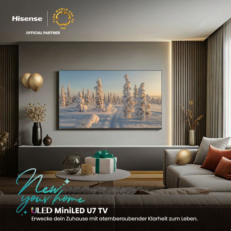 Starte 2025 mit einem Highlight: dem #Hisense U7 TV! 🌟 Genieße gestochen scharfe Bilder und satte Farben, die dein Wohnzimmer in ein beneidenswertes #Heimkino verwandeln. 🍿 #U7 #technology #qualität #premium #newyourhome