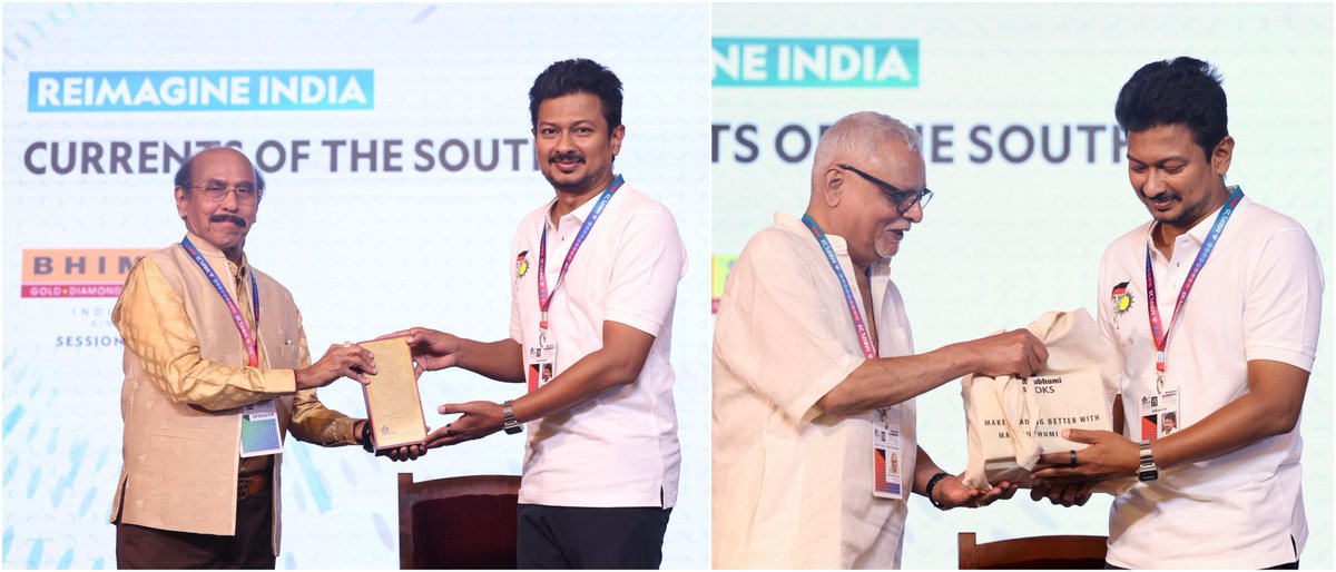 Udhaystalin's tweet photo. Had the privilege of taking part in the prestigious 'Mathrubhumi International Festival of Letters 2025' of @mathrubhuminews in Thiruvananthapuram today.

With state governments' rights being encroached upon by the BJP-led Union Government in several ways, I addressed the audience on the topic, "State Rights - A Constitutional Promise Under Threat."

I pointed out the existing threats to the state autonomy, such as the new UGC guidelines, #NEP, the "One Nation, One Election" proposal, delimitation of constituencies, step-motherly treatment in the #UnionBudget, and increasing interference from Governors, among others.

I urged that not just Tamil Nadu, but every state in the country, must stand up and speak out to protect our rights.

The strength of the nation truly lies in the strength of the states.
#MBIFL2025 #StateRights #Constitution