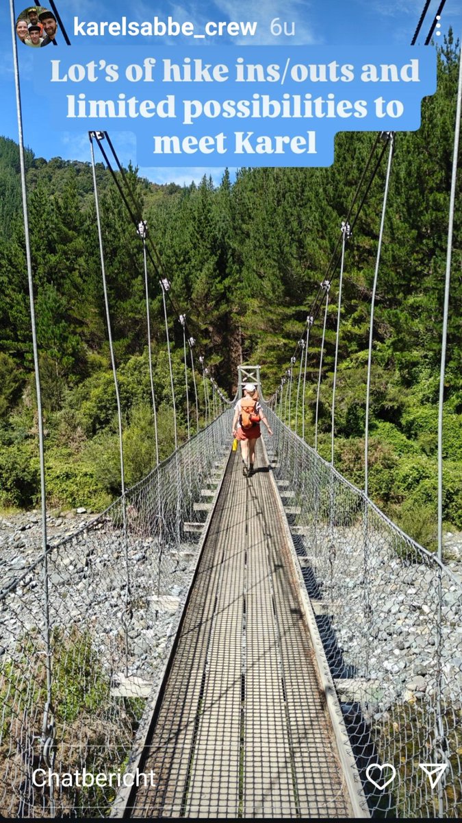 FrankDecorte's tweet image. Day 22 (94km) - 2119/3100km
#KarelSabbe is on a very tough part of #TeAraroa. Not easy for him but neither for the crew. Henri had to hike in and out for 33km to refuel Karel on his #FKT 
It's Jack's birthday and wanna see his dad today 🤞