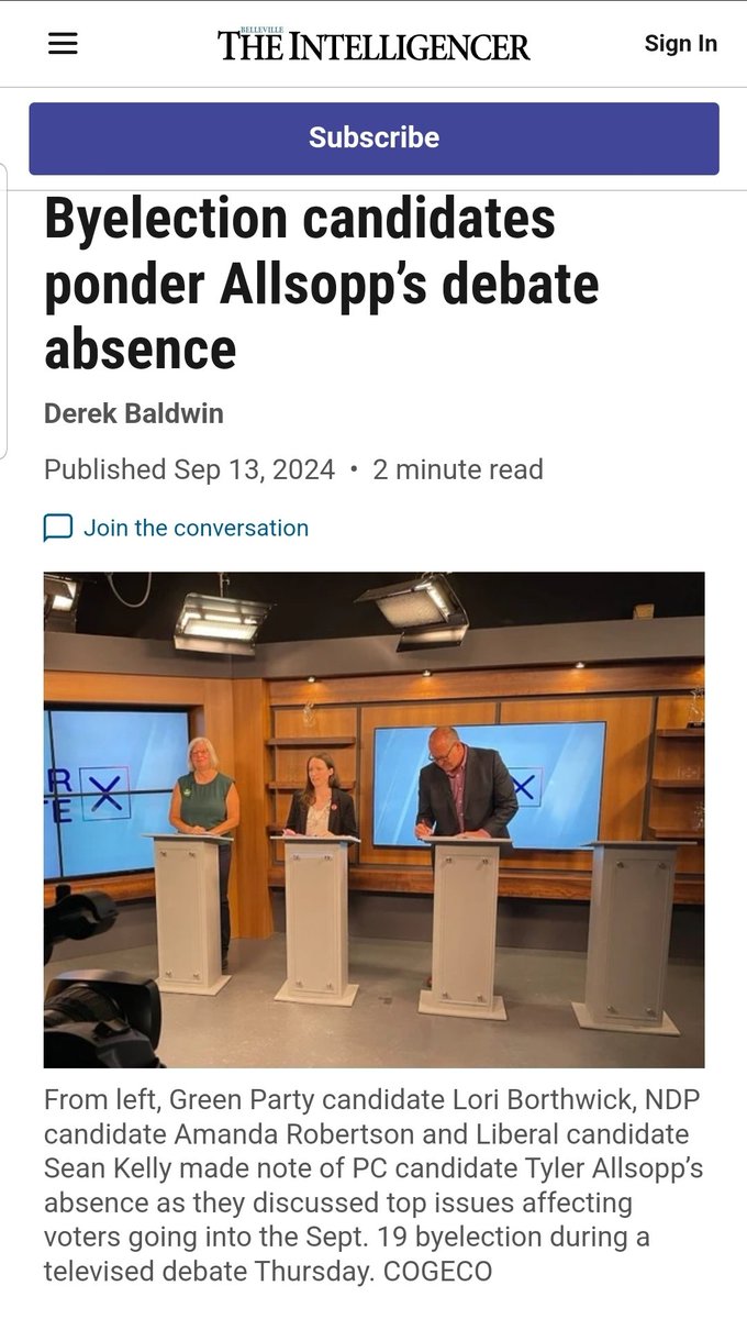 Freire1Pb's tweet image. #BayofQuinte PC candidate Tyler Allsopp was absent from second Bay of Quinte by-election debates.
#SaveOntario
#SaveTheEnvironment
#SaveYourJob by
#NeverVotePC