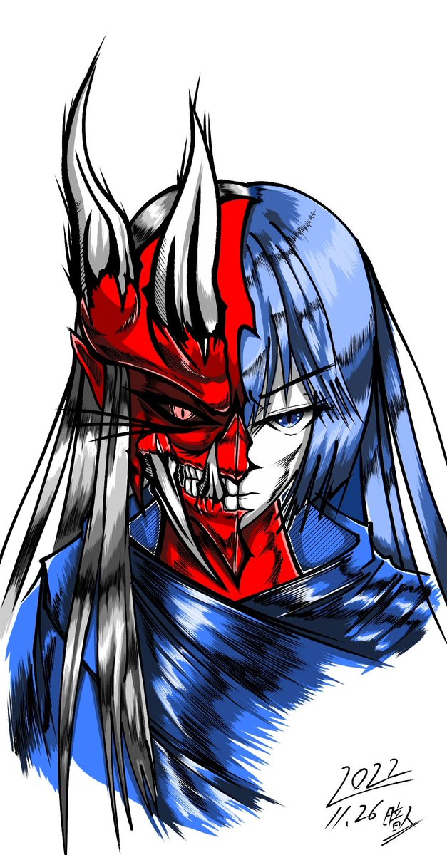 33kito4's tweet image. #創作
#OC
【創作メモ】
人を喰らう異形の化け物を狩る四本角の紅い鬼。
契約者【泉貴 茜】はある約束のために戦い続ける。