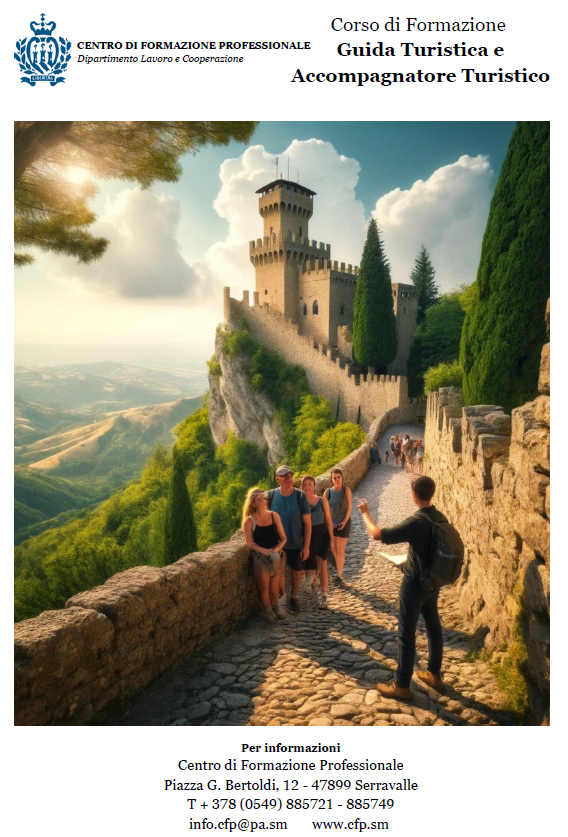 Repubblica di San Marino. 
Al via il nuovo corso di formazione per Guida Turistica e Accompagnatore Turistico. 

cfp.sm/on-line/home/c…