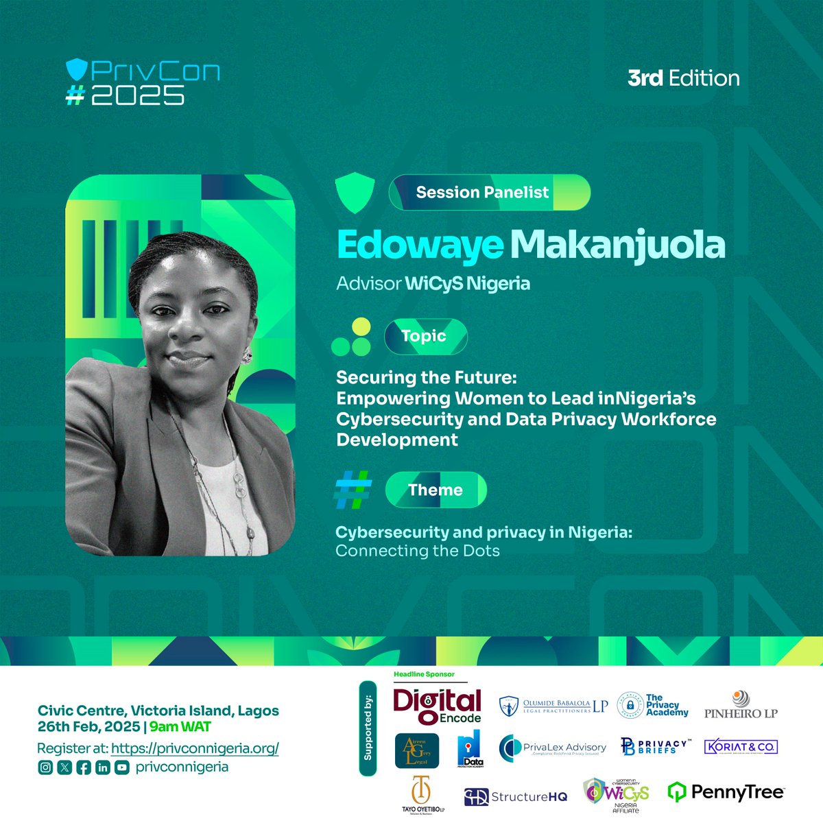 WicysNigeria's tweet photo. Why You Should Attend PrivCon 2025

Stay ahead in cybersecurity and privacy! Join industry experts on February 26 to explore threats, privacy laws, and AI governance. Free but limited seats—register now! 🔗 https://t.co/yB8c2qFED4 https://t.co/RhQkKwkyhl