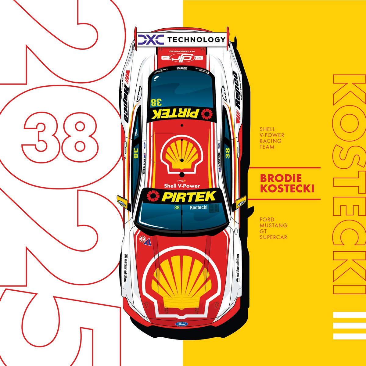tristgroves's tweet photo. White hot for 2025! Shell V-Power Racing Team No.17 Will Davison and No.38 Brodie Kostecki Ford Mustang GT Supercars. https://t.co/xOFvJxNEQn