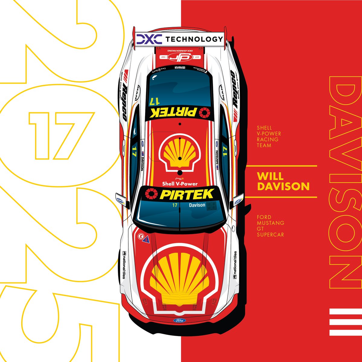 tristgroves's tweet photo. White hot for 2025! Shell V-Power Racing Team No.17 Will Davison and No.38 Brodie Kostecki Ford Mustang GT Supercars. https://t.co/xOFvJxNEQn