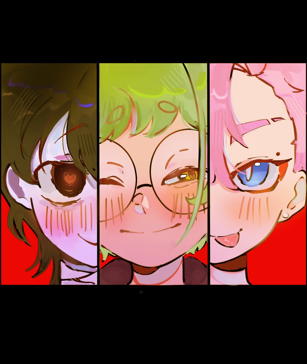 chhisdraws's tweet image. 😋😋;#-$("# my cute boys
#theressomethingwrongwithmyblinddate #fanart #yandere