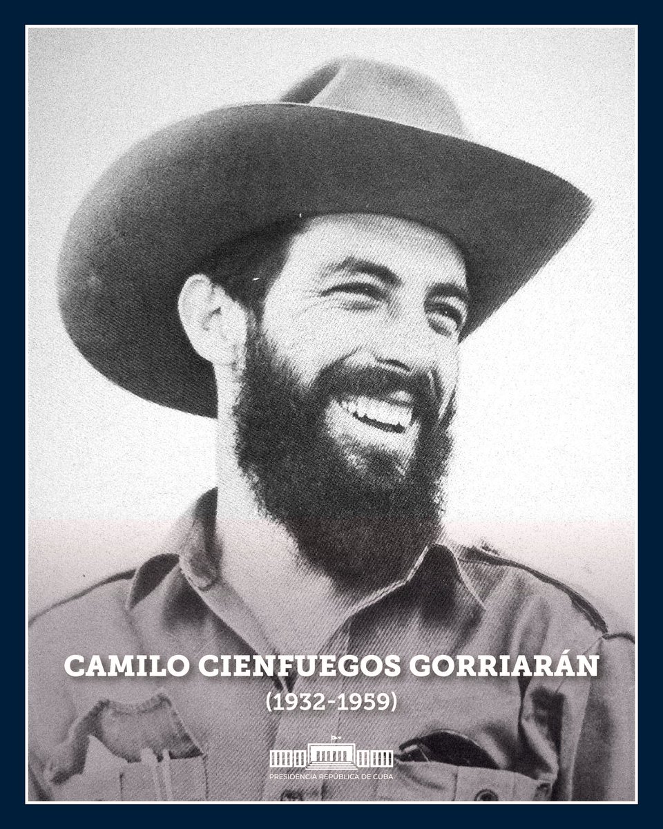 Miguel Díaz-Canel Bermúdez (@diazcanelb) on Twitter photo Nuestro homenaje emocionado a #CamiloCienfuegos, cubanísimo héroe de la Revolución Cubana, cuyo breve paso por la vida fue tan intenso y ejemplar, que aún nos acompaña y nos guía. Nuestro homenaje emocionado a #CamiloCienfuegos, cubanísimo héroe de la Revolución Cubana, cuyo breve paso por la vida fue tan intenso y ejemplar, que aún nos acompaña y nos guía.