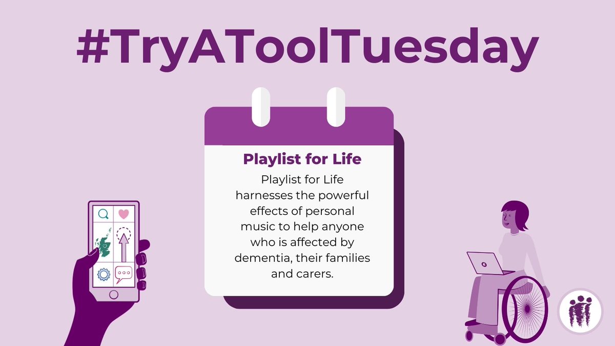 DHCScot (@dhcscot) on Twitter photo Welcome to #TryAToolTuesday!
This week we highlight <a href="/PlaylistforLife/">Playlist for Life</a>, which harnesses the powerful effects of personal music to help anyone who is affected by dementia, their families and carers. #Free #Trusted
Find out more here: playlistforlife.org.uk Welcome to #TryAToolTuesday!
This week we highlight <a href="/PlaylistforLife/">Playlist for Life</a>, which harnesses the powerful effects of personal music to help anyone who is affected by dementia, their families and carers. #Free #Trusted
Find out more here: playlistforlife.org.uk