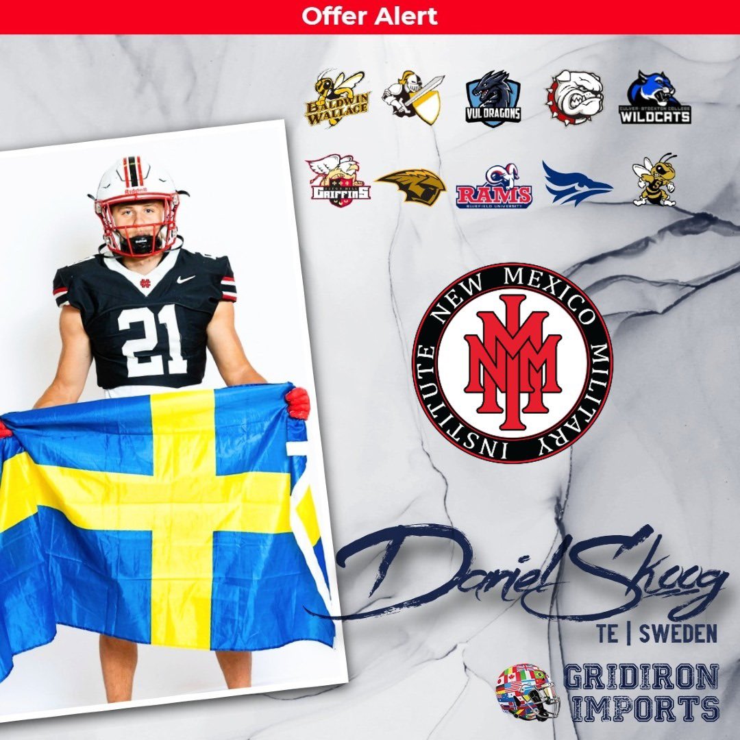 Gridiron Imports Foundation (@gridironimports) on Twitter photo Swedish Family Member <a href="/Danielskoog21/">Daniel Skoog</a> added an offer and tremendous opportunity yesterday from <a href="/nmmibroncos/">NMMI Football</a> ! Congratulations!
<a href="/NorthCrossFB/">North Cross Football</a> <a href="/crusaders1991/">Carlstad Crusaders</a> Swedish Family Member <a href="/Danielskoog21/">Daniel Skoog</a> added an offer and tremendous opportunity yesterday from <a href="/nmmibroncos/">NMMI Football</a> ! Congratulations!
<a href="/NorthCrossFB/">North Cross Football</a> <a href="/crusaders1991/">Carlstad Crusaders</a>