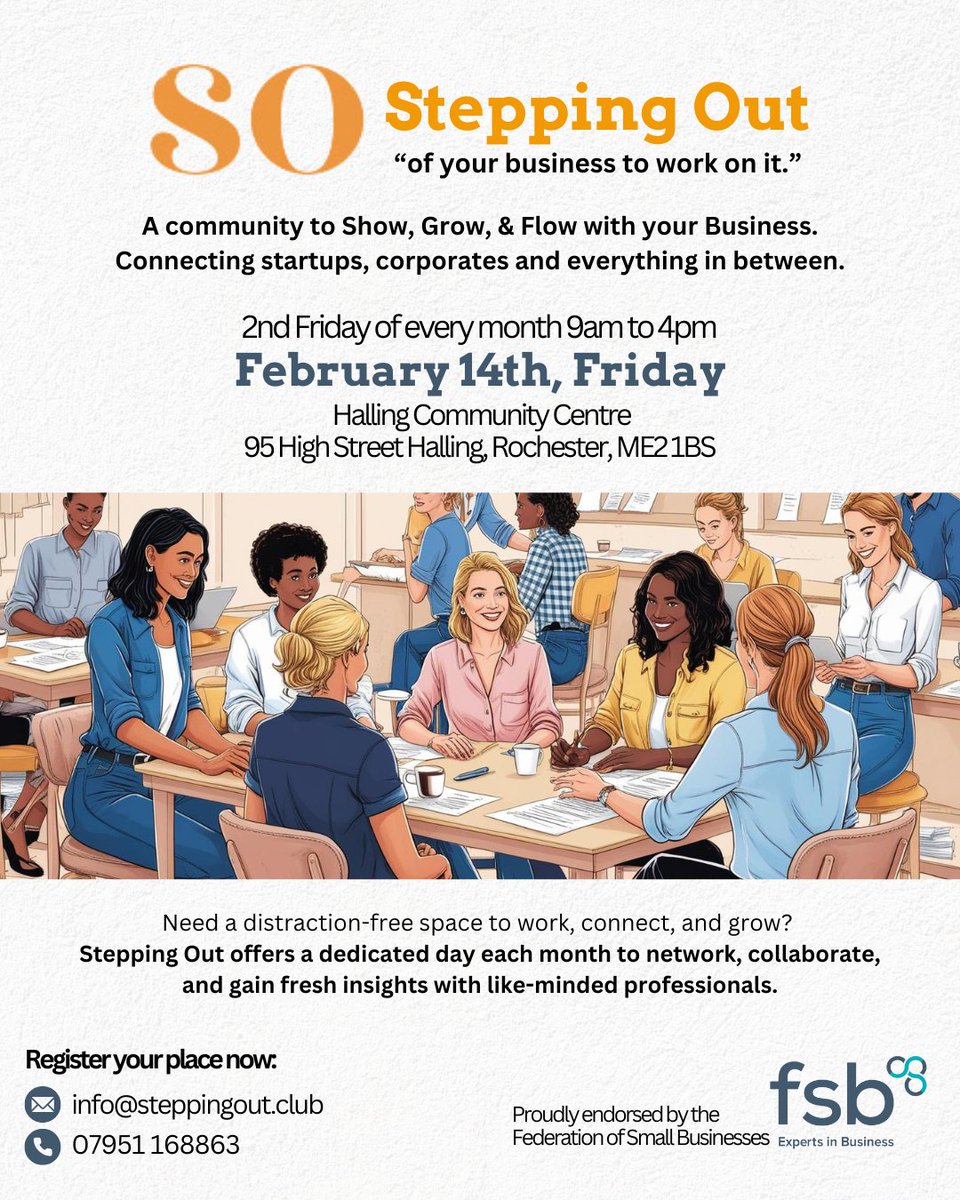 Step Out &amp; Focus on Your Business! 🚀

Need a distraction-free space to work, connect, and grow? #SteppingOut offers a dedicated day each month to network, collaborate, and gain fresh insights with like-minded professionals.

🎟️ Just £10 – Book now: tinyurl.com/yc2z4cdb