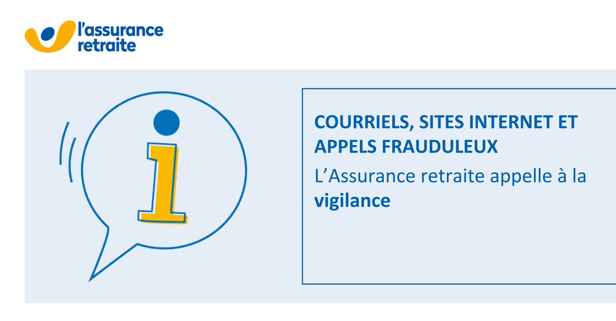 🚨 #LAssuranceRetraite souhaite alerter sur les emails, sites internet et appels frauduleux. Attention à ne jamais communiquer d’éléments personnels en dehors de l’espace sécurisé sur notre site internet et à ne pas cliquer sur des liens douteux. Infos 👉 bit.ly/3Q44aq4