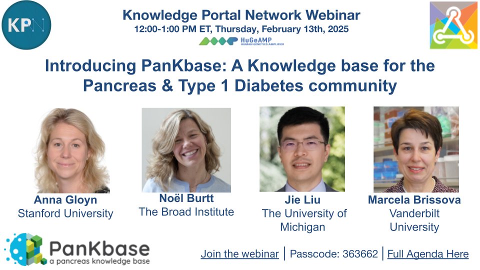Common Metabolic Diseases Knowledge Portal (@amp_cmdkp) on Twitter photo Mark your calendars as we are one week away from our #KnowledgePortalNetwork session "Introducing PanKbase: A Knowledge base for the Pancreas & Type 1 Diabetes community." Please see session details below. <a href="/annagloyn/">Anna Gloyn</a> <a href="/npburtt/">Noel Burtt</a> <a href="/a2f_kp/">A2FKP</a> <a href="/PanKbase/">PanKbase</a> Mark your calendars as we are one week away from our #KnowledgePortalNetwork session "Introducing PanKbase: A Knowledge base for the Pancreas & Type 1 Diabetes community." Please see session details below. <a href="/annagloyn/">Anna Gloyn</a> <a href="/npburtt/">Noel Burtt</a> <a href="/a2f_kp/">A2FKP</a> <a href="/PanKbase/">PanKbase</a>