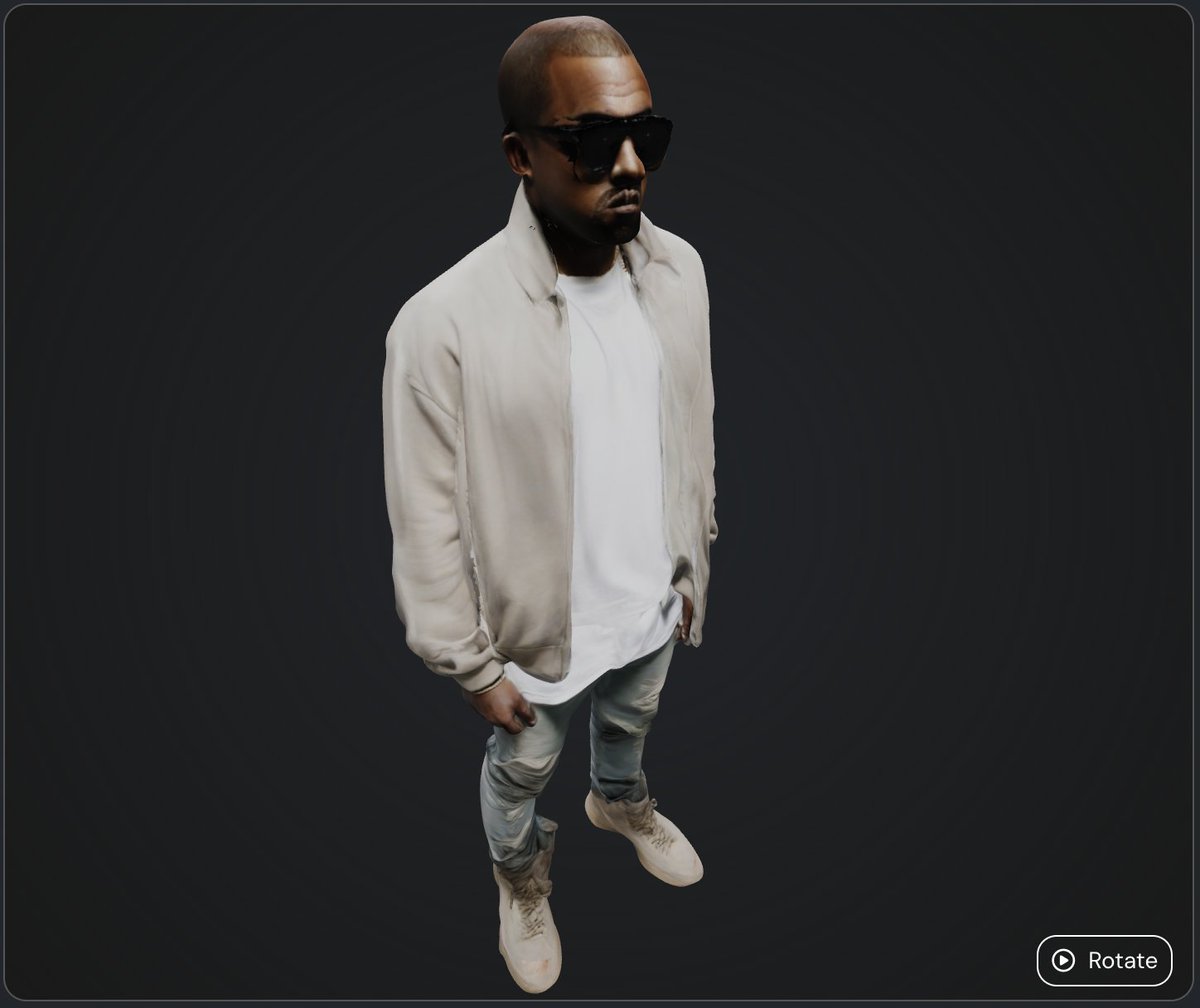 What? Kanye West in 3D? 👀 

With Pulse3D.AI’s Text-to-3D feature, We’ve brought Ye’s iconic style to life! 🚀 

The future of digital fashion is here, Just type it, and watch it transform into a 3D asset. 

Source: 
pulse3d.ai/app/viewer/313…

What era of <a href="/kanyewest/">ye</a>