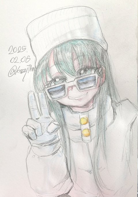 #艦これ版深夜の真剣お絵描き60分一本勝負 #艦これ版真剣お絵描き60分一本勝負_20250206 #鈴谷 昨日買ってきた水彩色鉛筆の試し書き。水彩のボカシたのちいけどむずかちい。