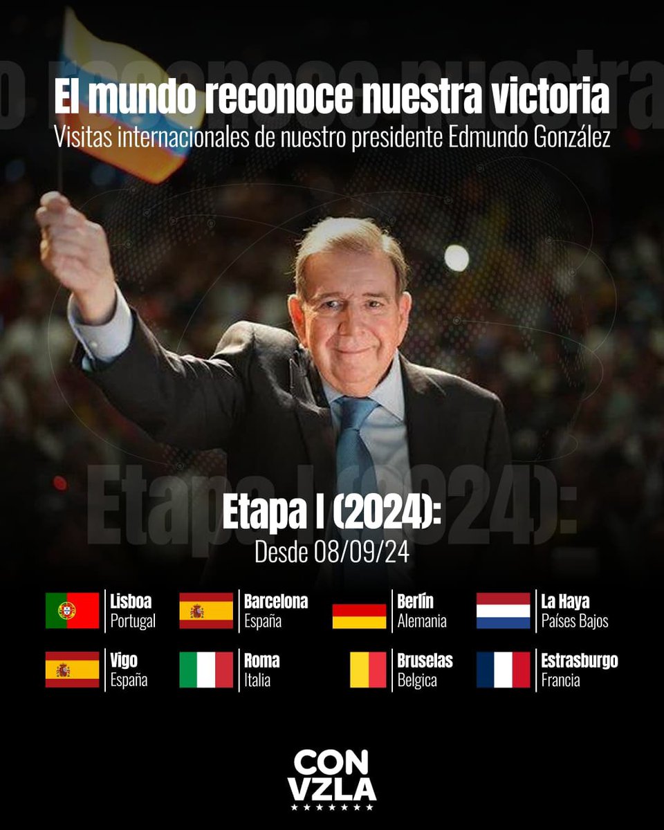 ConVzlaComando's tweet photo. ¡Ganamos y el mundo lo reconoce! 

Jamás estaremos solos en la defensa de nuestra soberanía y nuestro país. Así fueron las visitas internacionales de nuestro presidente electo, @EdmundoGU, para ratificar su compromiso con los venezolanos. 

¡El camino a la libertad sigue hasta el final! 🇻🇪