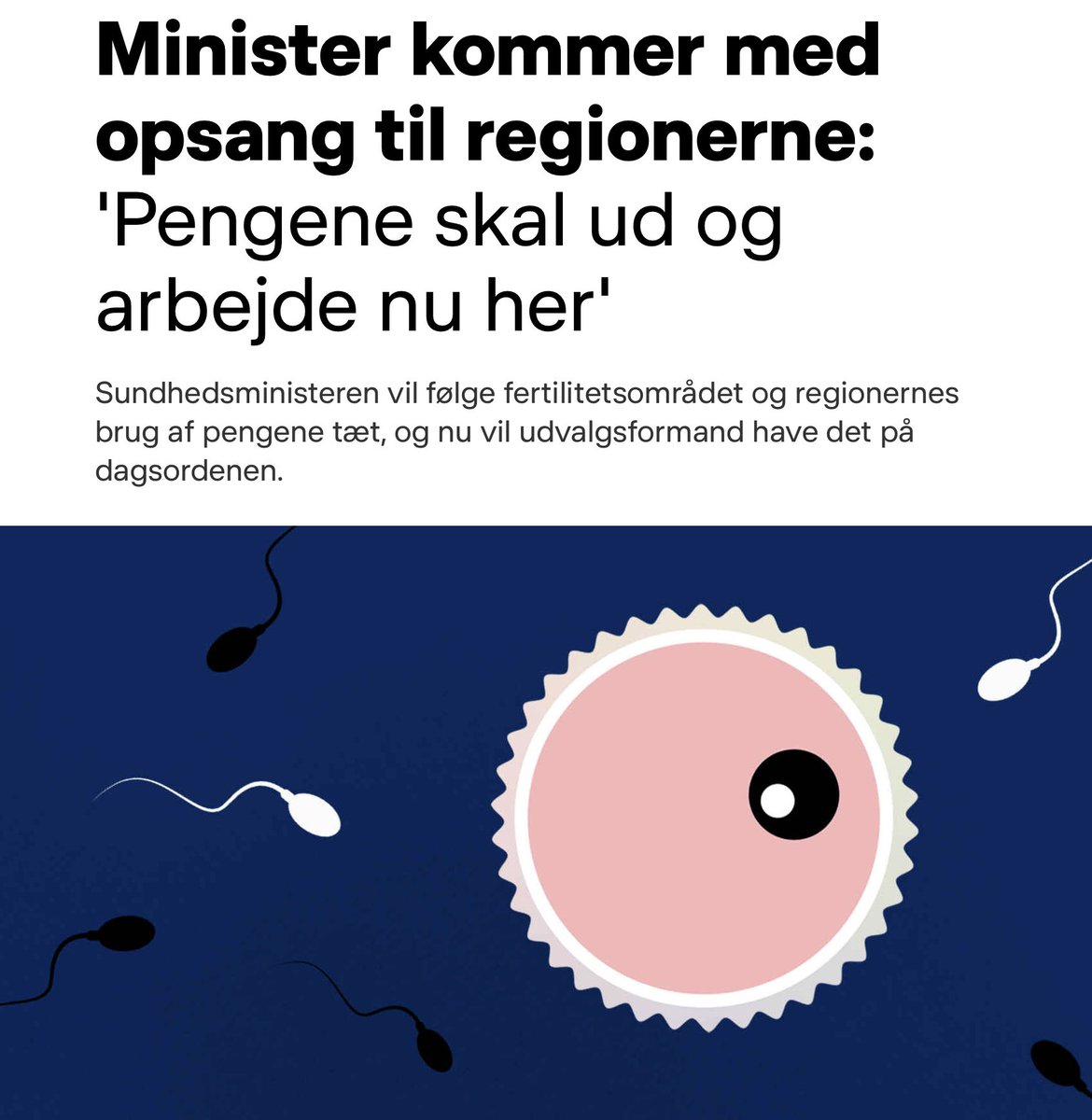 Godt nok utilfreds med denne kritik, for sandheden er, at vi i <a href="/RegionH/">Region Hovedstaden</a> afsatte 12 mio. ekstraordinært sidste år til at øge kapacitet og apparatur for at blive klar til at levere på fertilitetshjælp til barn nummer 2. En opgave vi er rigtig glade for at få ansvar for. 
Vi har så