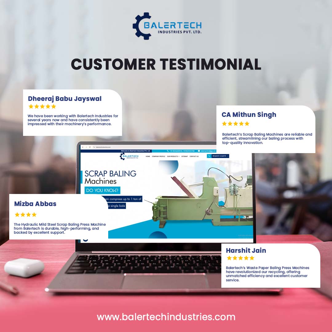 Balertech's tweet image. Customers trust 𝐁𝐚𝐥𝐞𝐫𝐭𝐞𝐜𝐡 𝐈𝐧𝐝𝐮𝐬𝐭𝐫𝐢𝐞𝐬 for reliable, high quality baling machines. Hear what they have to say about our exceptional service and innovative solutions!

📲 : +91-9825332788
🌐 : balertechindustries.com

#balertech #customerfeedback #testimonials