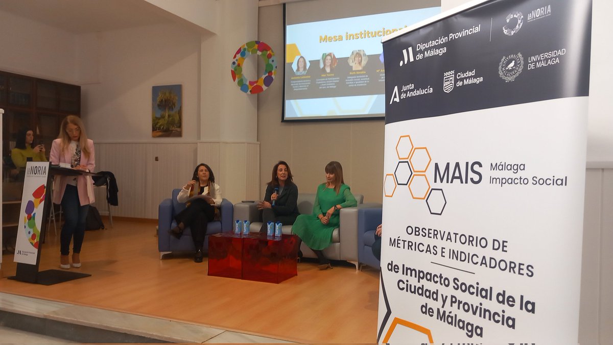 Encuentro #MAIS  #inversiónimpacto en <a href="/lanoria_mlg/">La Noria</a> organizado por <a href="/diputacionMLG/">Diputación de Málaga</a>, <a href="/IgualdadAND/">Inclusión Social, Juventud, Familias e Igualdad</a>, <a href="/MLGparticipa/">Málaga Participa</a> e <a href="/InfoUMA/">Universidad de Málaga</a>. Una alianza para investigar y desarrollar herramientas de medición. Panel con <a href="/ruthparticipa/">RUTH SARABIA</a> <a href="/AlhaurinLedesma/">Toñi Ledesma</a> <a href="/rastrollo_maria/">Maria Angeles Rastrollo</a>. Con <a href="/ArrabalAID/">Asociación Arrabal-AID</a> + <a href="/caixabank/">CaixaBank</a>.