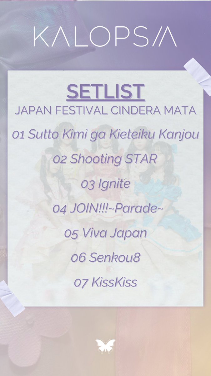 kalopsia_idol's tweet photo. 🦋 KALOPSIA UPCOMING EVENT🦋
『JAPAN FESTIVAL CINDERA MATA 2025』
🗓: 9 Februari 2025
📍: Cinderamata Highschool, Bekasi
🕓: TBA
🎫: Pre-Sale Rp20.000 ; OTS Rp25.000
Link pemesanan cheki: https://t.co/igsDdveX0B
See you!
#kalopsiaidol #KLPS #カロプシア #SCOT https://t.co/TmocNOCIk8
