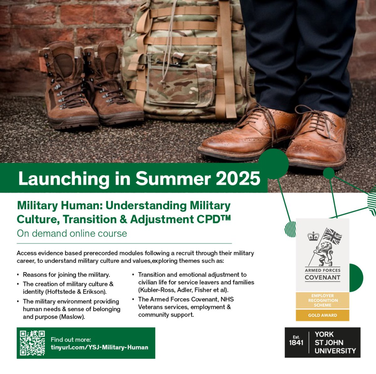 We are moving closer towards the launch of the 24/7 modular access to the <a href="/MilitaryHuman/">Military Human: York St John University</a> Understanding Military Culture, Transition &amp; Adjustment CPD. Register your interest via the link. <a href="/VeteransGovUK/">Office for Veterans' Affairs</a> <a href="/NHSEArmedForces/">NHSE Armed Forces</a> <a href="/AlistairCarns/">Al Carns</a> <a href="/APPGCovenant/">ArmedForces Covenant</a> <a href="/NHSVeteranAware/">NHS Veteran Aware</a>