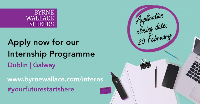 Are you ready to take the first step toward a dynamic and rewarding legal career? Byrne Wallace Shields LLP is now accepting applications for our Intern Programme with opportunities in Dublin and Galway. Closing date for application is Thursday, 20 Feb. byrnewallace.com/careers/intern…
