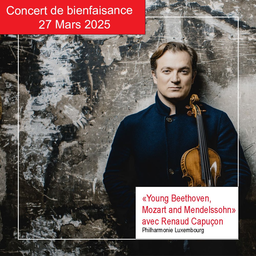 Croix-Rouge.lu (@croixrougelu) on Twitter photo 🎟️ La billetterie est ouverte pour notre concert de bienfaisance le 27 mars 2025 à la <a href="/PhilharmonieLux/">Philharmonie Luxembourg</a> !
🎻 Avec Renaud Capuçon au violon, le Luxembourg Philharmonic jouera Beethoven, Mozart & Mendelssohn.
✨ Infos & tickets 🎫👉 philharmonie.lu
📸 Warner 🎟️ La billetterie est ouverte pour notre concert de bienfaisance le 27 mars 2025 à la <a href="/PhilharmonieLux/">Philharmonie Luxembourg</a> !
🎻 Avec Renaud Capuçon au violon, le Luxembourg Philharmonic jouera Beethoven, Mozart & Mendelssohn.
✨ Infos & tickets 🎫👉 philharmonie.lu
📸 Warner