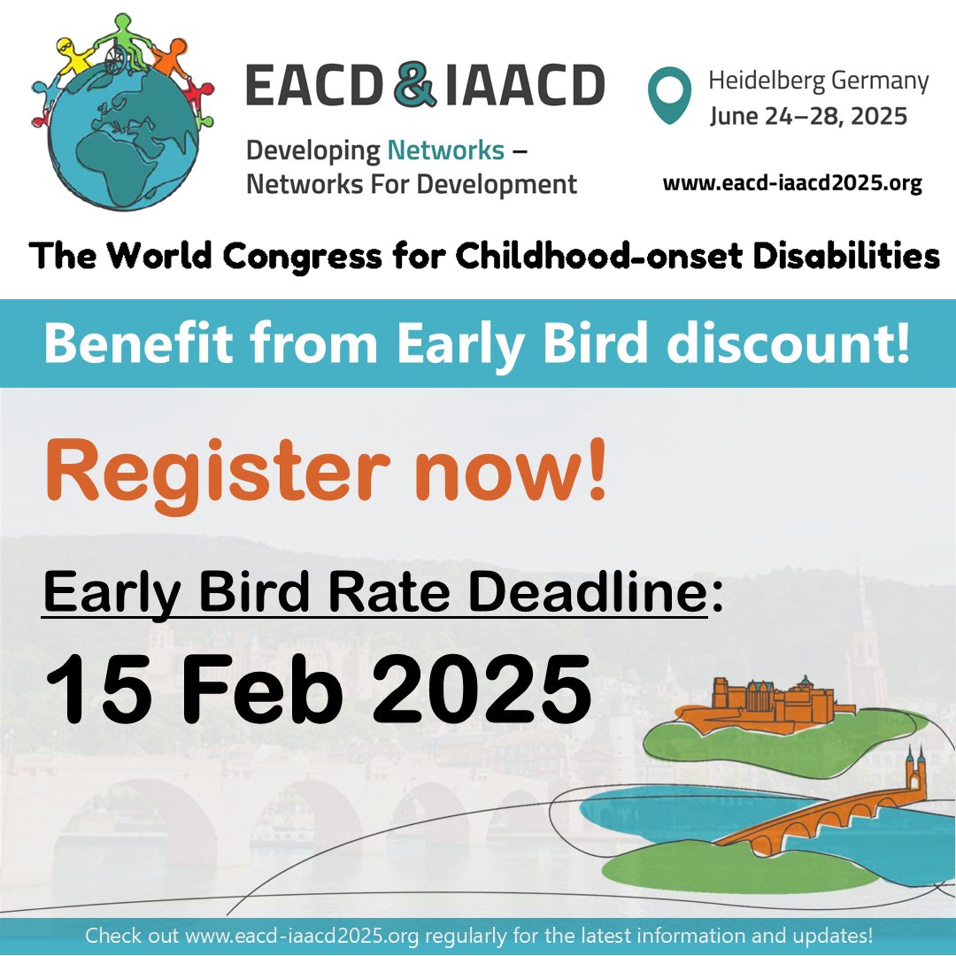 We are happy to announce that the Early Registration for the EACD / IAACD 2025 Congress is extended until Saturday, February 15th, at 23:59h CET! Take advantage of the Early Bird rate and secure your spot!

For more information, please visit: eacd-iaacd2025.org