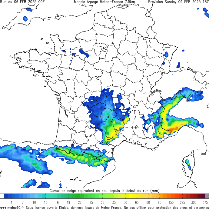 meteo60's tweet image. ❄️Les quantités de #neige s'annoncent très importantes d'ici la fin de semaine entre le Sud du #MassifCentral et le Sud des #Alpes avec des cumuls pouvant dépasser le mètre en moyenne montagne. 
Carte : meteo60.fr