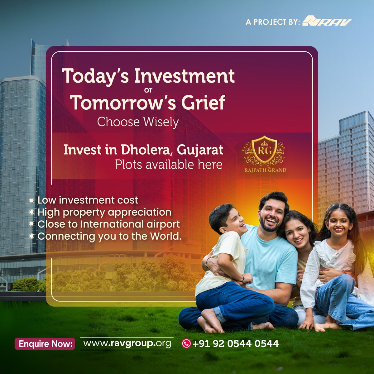 RAVGroupOficial's tweet photo. Invest in Dholera, Gujarat – Your Gateway to a Prosperous Future! 🌟
🏡 Plots Available Now!
📞 Enquire Now: +91 92 0544 0544
🌐 Visit: https://t.co/l95PtdFSNd
Don't just dream—invest wisely. Your tomorrow begins today! 💼✨
#InvestInDholera #RAVGroup #RealEstateIndia https://t.co/vMzLKpiSCt