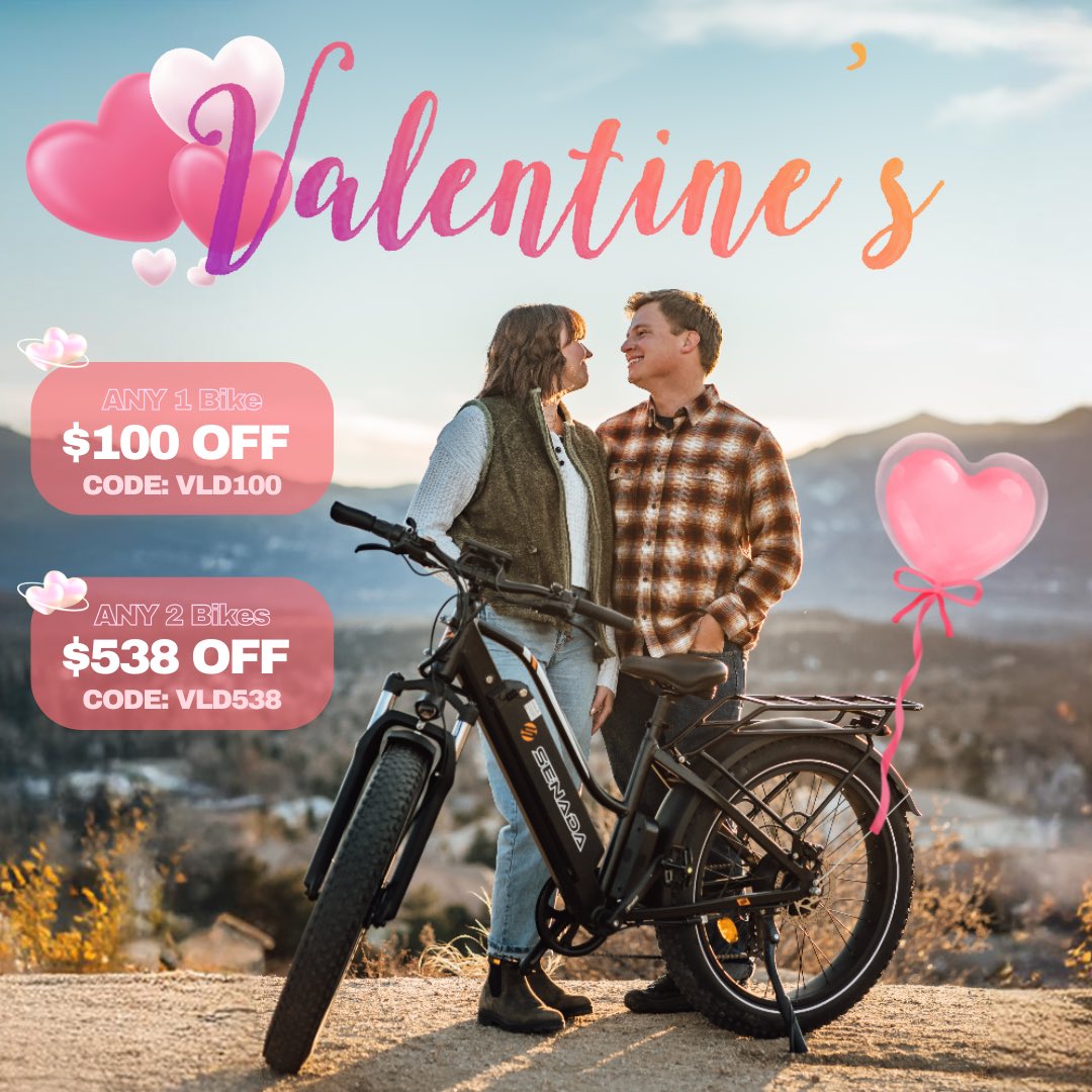 senadabikes's tweet photo. Valentine's Day is just around the corner! 💖

Offer ends soon 🚲: https://t.co/RYkl8SLasG

#senada #senadabikes #senadabike #senadaebikes #ebikeshop #electricbikes #electricbike #ebikes #ebike #ValentinesDay #valentinegift https://t.co/0UEkTr35jj