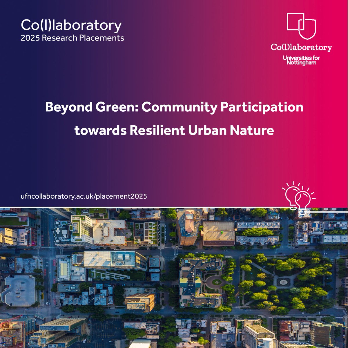 Are you passionate about urban green spaces🏙️🏞️ and #communityengagement? 

Apply for our research placement to help map Nottingham’s green spaces, identify key stakeholders, and explore community needs. 

📅Deadline is 2 March 2025.

🔗loom.ly/rRNzRSU