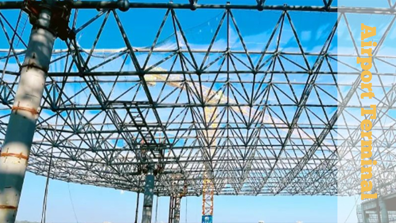 framespace2's tweet photo. The main form of the steel structure of the terminal building roof is a clever combination of quadrangular cone space frame and single-layer mesh shell, with a total roof area of about 35,400 square meters, a maximum elevation of 40.173 meters. https://t.co/pTPsPLqv4y