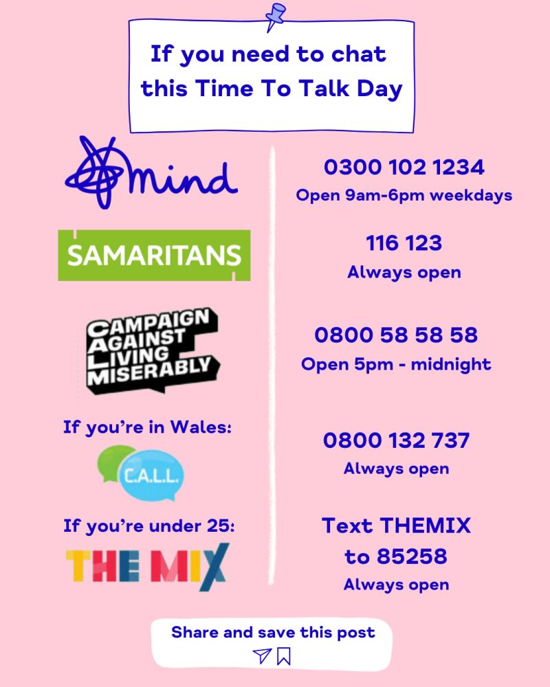This is a great reminder to reach out and check in with colleagues, friends, and family especially in our industry. Have a think about who you might not have spoken to for a while and give them a call. #timetotalk