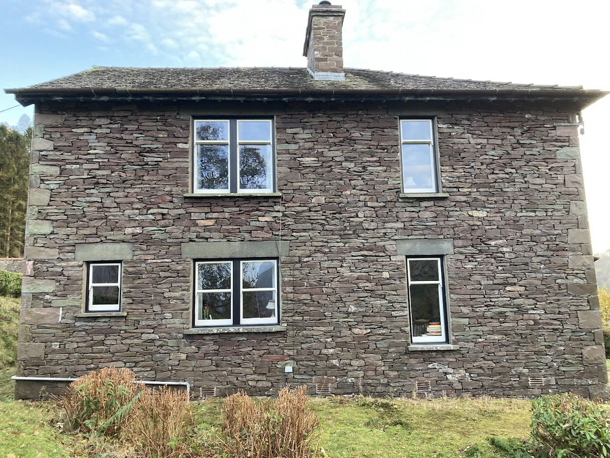 Breathing new life into this classic bricked house with our beautiful new windows 🤎🖤🤎🖤#heswallglass #brickedhouse #lakedistrict