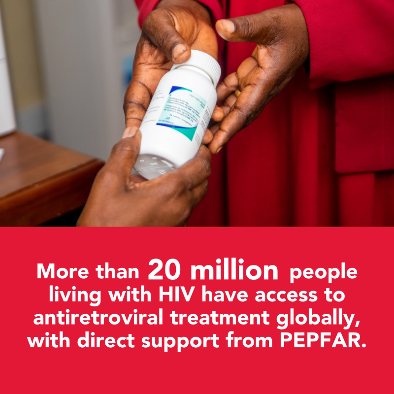 UNAIDS's tweet photo. U.S. leadership has helped ensure ¾ of people living with HIV globally have access to treatment, AIDS-related deaths have halved since 2010, and 84% of pregnant women have access to treatment.

To #endAIDS, we must sustain collaboration, compassion, and solidarity.