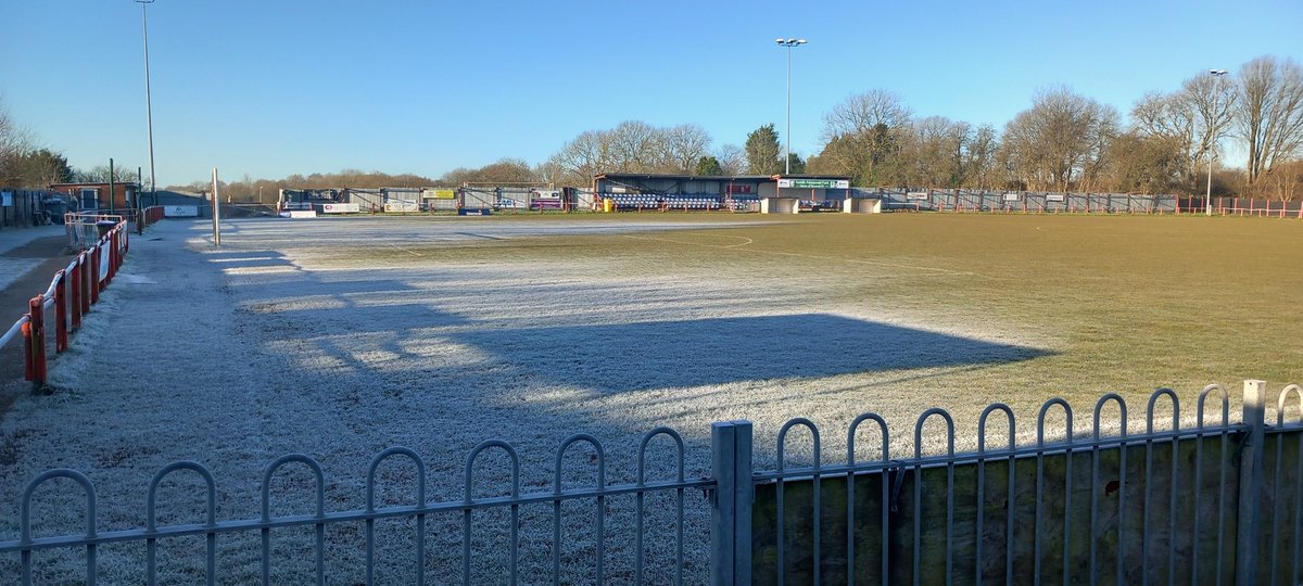 A bit nippy (but sunny) down here at <a href="/TomlinPersonnel/">TomlinPersonnel</a> Park this morning as the frost on the pitch will testify to. 
Down here for an early beer delivery!
The frost'll be gone when the sun gets a bit higher in the sky.