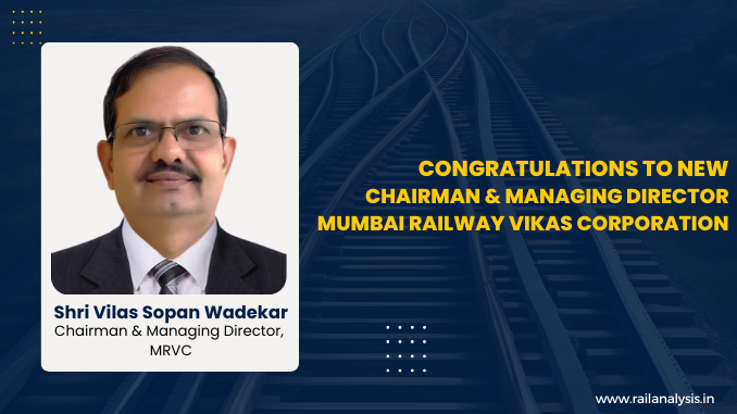 RailAnalysis's tweet image. Shri Vilas Sopan Wadekar assumes charge as Chairman &amp;amp; Managing Director of MRVC

Read more: railanalysis.in/rail-news/shri…

#Appointment #MRVC #Leadership #IndianRailways #MumbaiRailwayVikasCorporation #Infrastructure #GreenMobility #Development #RailAnalysis