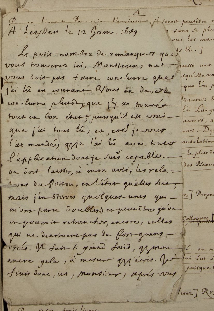 MarshsLibrary's tweet photo. 'It's so cold, that my ink freezes as I write'
From a letter Daniel Henri Delaizement wrote to his friend Abraham Tessereau in 1689 while both Frenchmen were in exile in the Netherlands #ItsColdOutThere #Winter https://t.co/P2EoB3ys1V