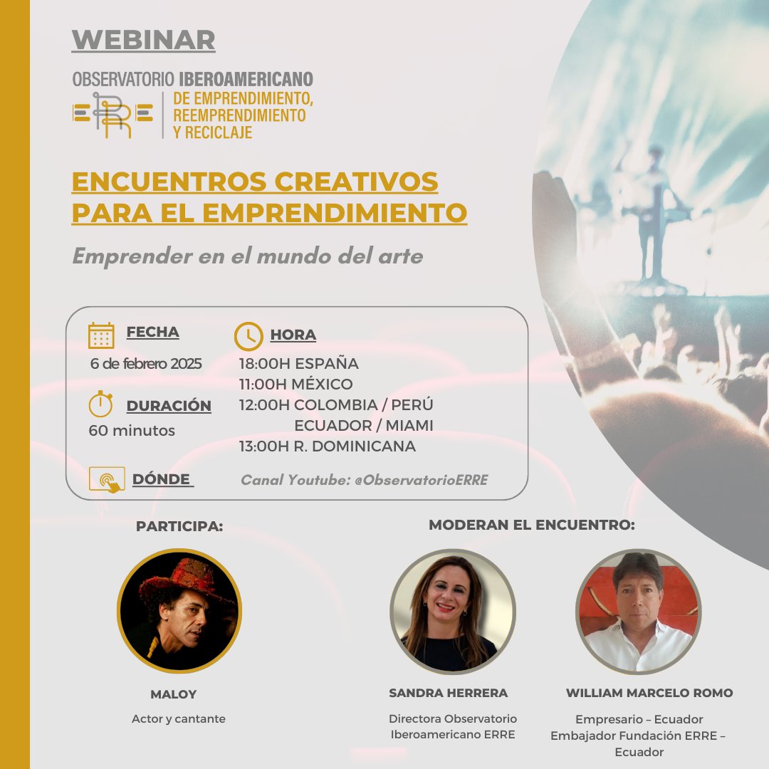Obs_ERRE's tweet photo. 📌En el próximo Encuentro Creativo estaremos hablando de emprender en el mundo del arte

🗓️¿Cuándo?  6/2/2025

Podrás unirte a la sesión a través de nuestra página de Youtube 👀

https://t.co/bwVHLnDWMB https://t.co/fGb5urJ2bP