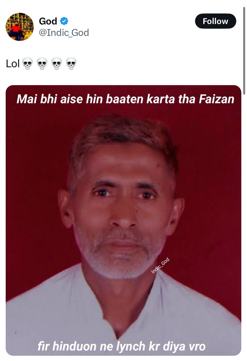 muslims: aurangzeb, jizya, j!had, taj mahal, qutub minar, largest empire, etc. 

hindus: we lynched an old man for eating beef 💪🏼