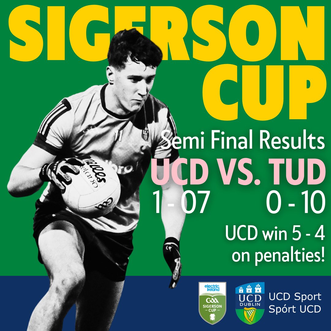 UCD are into the FINAL of the Sigerson Cup after the semi-final vs. TUD went to penalties! A hard-earned win from the lads - the final will take place next week in Co. Mayo.