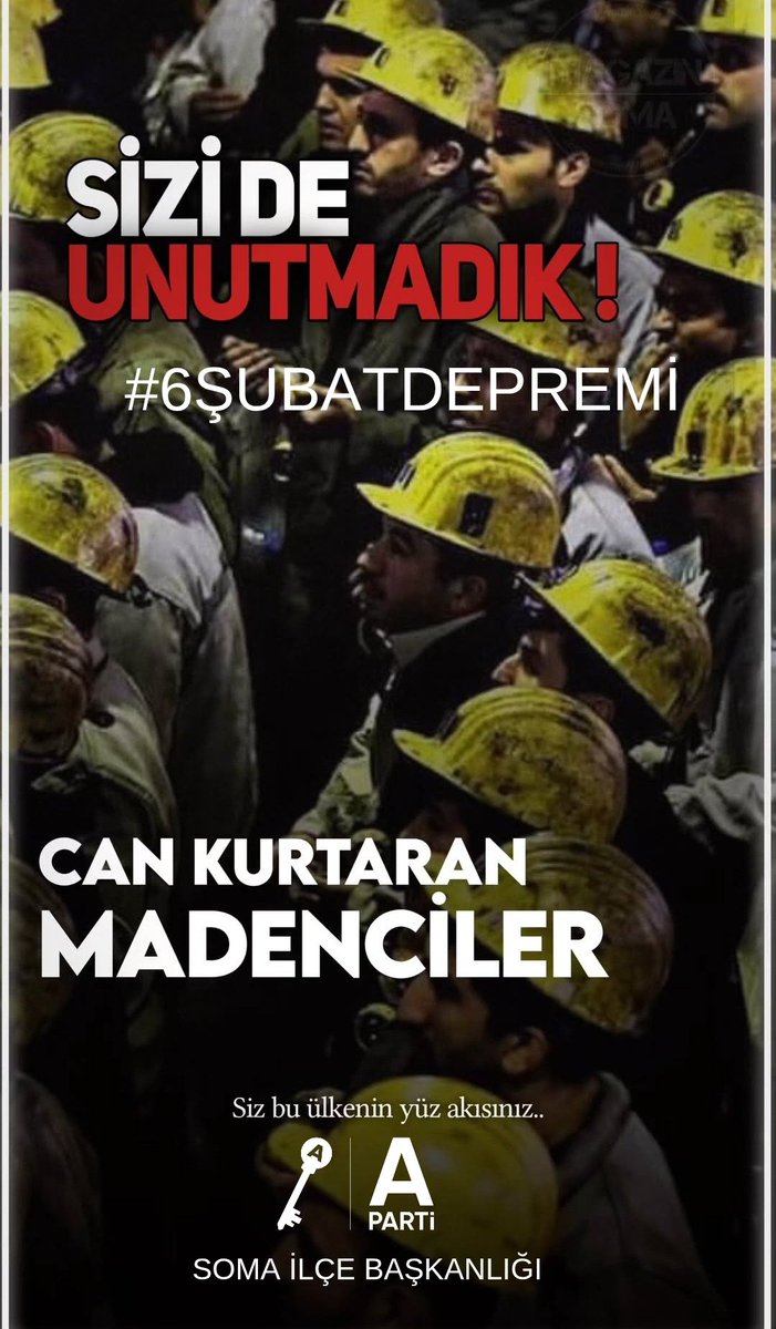 Sizi'de Unutmadık, Can Kurtaran Kahraman Madenciler... 🗝️⚒️🗝️
#deprem
#6subat2023
#madenciler
#anahtarparti
#yavuzağıralioğlu
#manisa
#soma