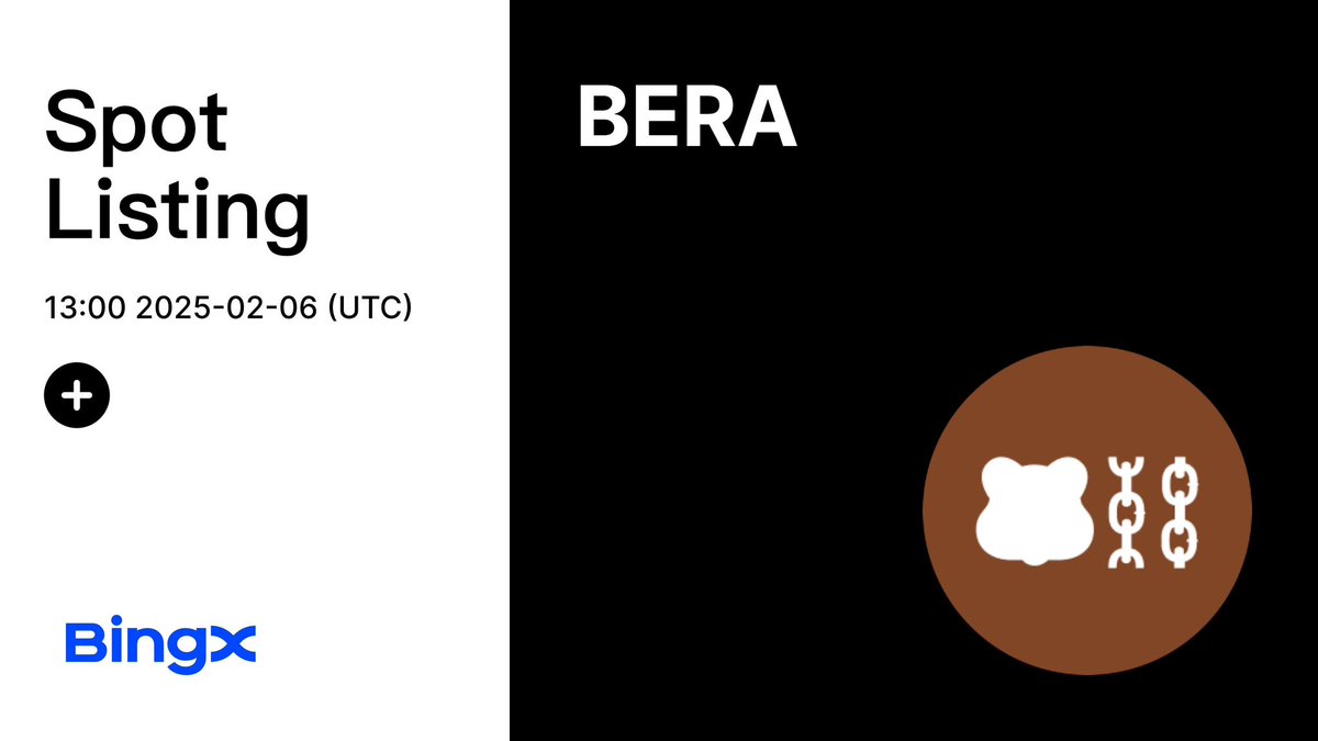 sandra1_sexy's tweet image. Big news!

$BERA is listing on BingX today at 13:00 UTC! Get ready to buy and deposit on BingX to trade this high-performance blockchain asset.

Meanwhile, the #Xpool event is still ongoing where you can stake USDT/BERA. Don’t miss your chance to earn rewards!

#BERA #BingX