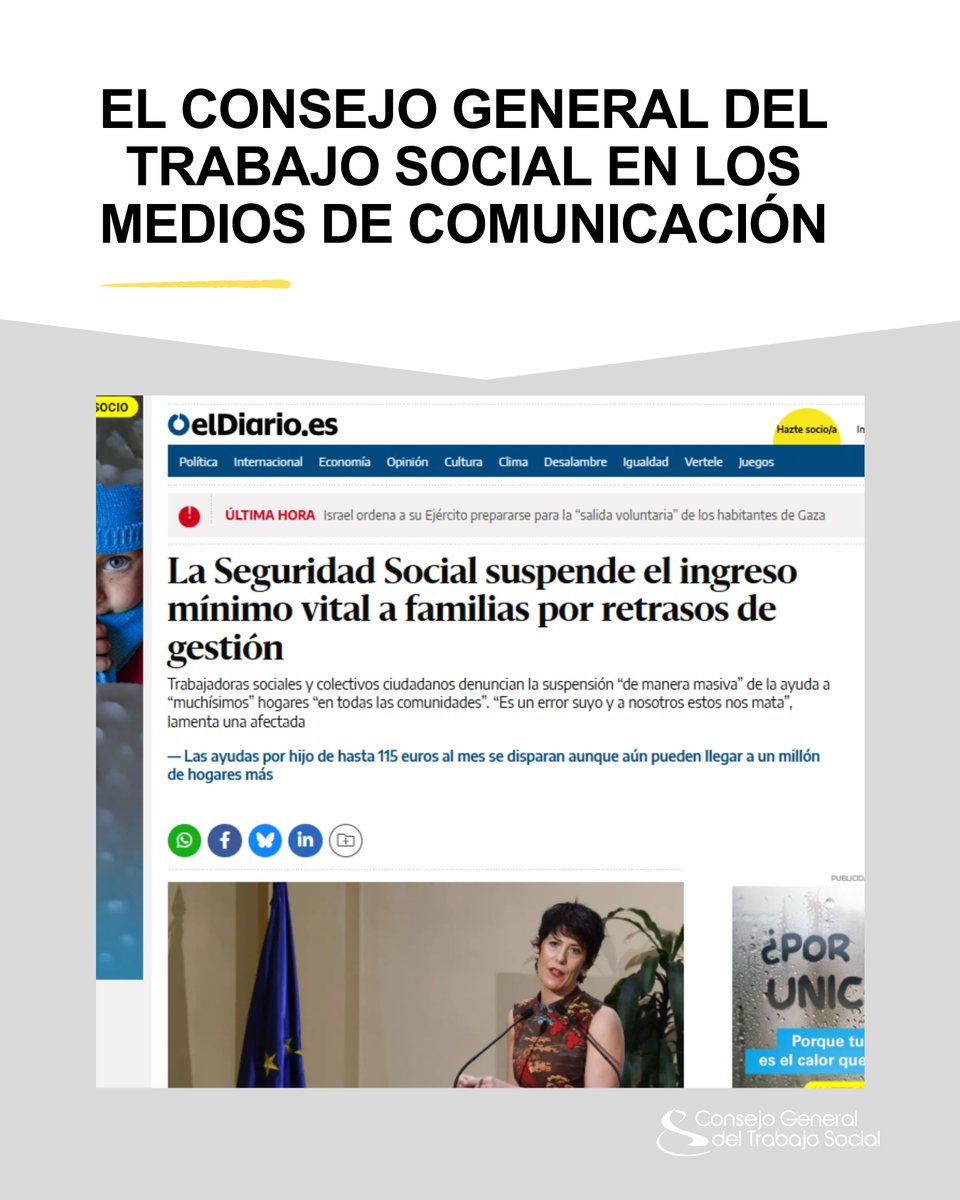 🟡📢 La Seguridad Social suspende el ingreso mínimo vital a familias por retrasos de gestión. 
Las trabajadoras de Servicios Sociales insisten en que los ayuntamientos mandaron los certificados “en plazo” y “con mucho esfuerzo”. “La responsabilidad no está en las trabajadoras de